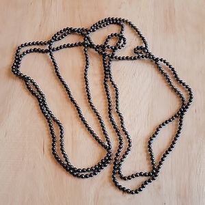 Bundle of 2 extra long black faux pearl necklaces- 80" long each